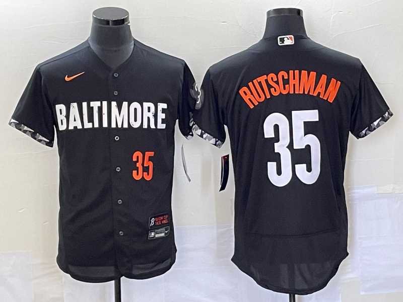 Men%27s Baltimore Orioles #35 Adley Rutschman Number Black 2023 City Connect Flex Base Stitched Jerseys
